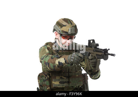 NATO soldier in full gear. Stock Photo