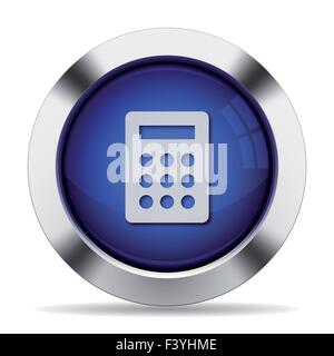 Blue glossy steel calc button Stock Vector