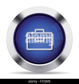 Blue glossy steel toolbox button Stock Vector