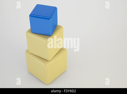 3d cubes stacking box, unique concept Stock Photo