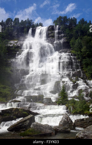 the waterfall Tvindesfoss Stock Photo