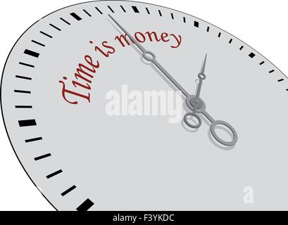 Time is money written on a watch Stock Vector