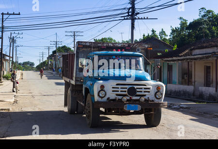 Cuba old american truck in the country Stock Photo