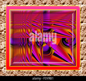 Multicolor creative background, mysticism splitting space, wonderful harmony of colors and lines. 3D frame and the original fram Stock Photo