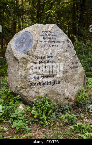 Memorial stone to Hanns Carl v. Carlowitz Stock Photo