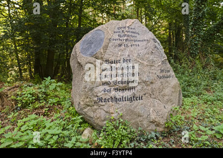 Memorial stone to Hanns Carl v. Carlowitz Stock Photo