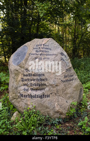 Memorial stone to Hanns Carl v. Carlowitz Stock Photo