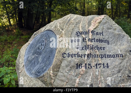 Memorial stone to Hanns Carl v. Carlowitz Stock Photo