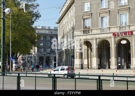 Nowa Huta, Krakow. Former symbol of communism in Poland. Plac Centralny, now Ronald Regan Square. Stalinist architecture. Stock Photo