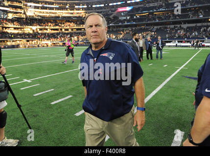 October 11, 2015: New England Patriots head coach Bill Belichick during an NFL football game between the New England Patriots and the Dallas Cowboys at AT&T Stadium in Arlington, TX New England defeated Dallas 30-6 Albert Pena/CSM Stock Photo