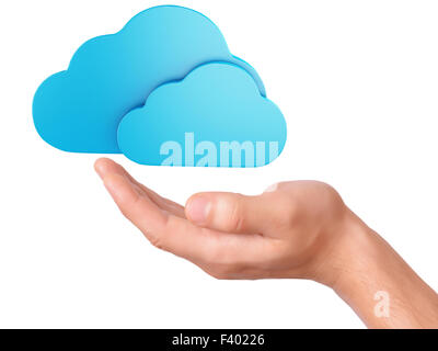 hand hold cloud computing symbol Stock Photo