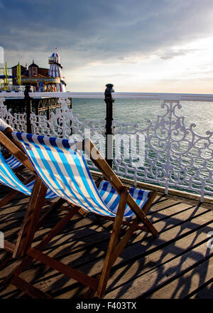 Evening on Brighton pier, East Sussex Stock Photo