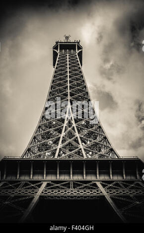 Retro Paris Eiffel Tower With Stormy Sky Stock Photo