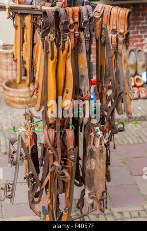 close-up of old, wooden ice skates, Holland Stock Photo