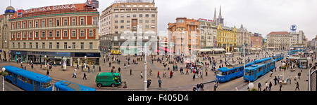 Zagreb main square aerial panorama Stock Photo