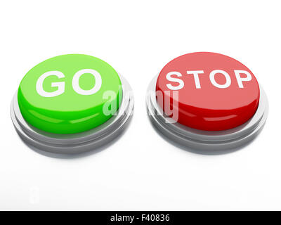 go adnd stop buttons. 3d illustration Stock Photo