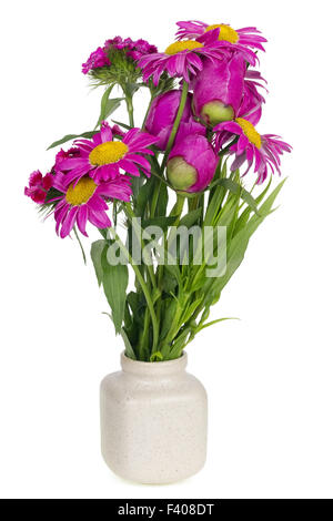 Pink flowers in pot Stock Photo