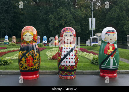 Festival of large Russian wooden dolls Stock Photo