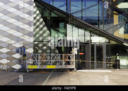 Windows washing platform Stock Photo