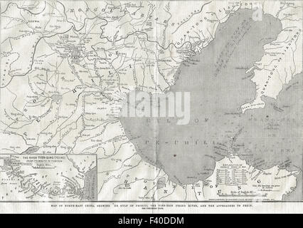 MAP OF NORTH-EAST CHINA, SHOWING THE GULF OF PECHILI, THE TIEN-TSIN ...