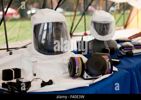 HAZMAT suit mask and breathing apparatus - USA Stock Photo