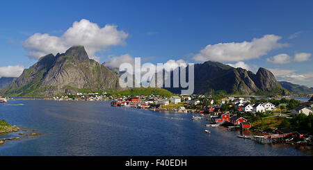 View over the fishing village Reine Stock Photo