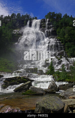 the waterfall Tvindesfoss Stock Photo