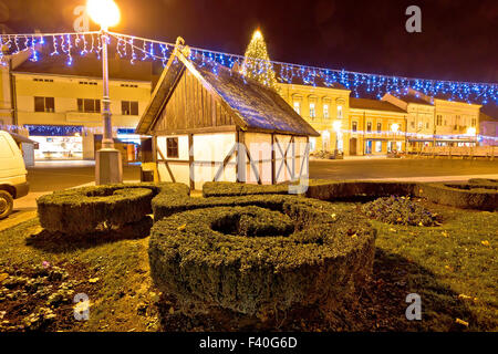 Old cottage in Koprivnica christmas view Stock Photo