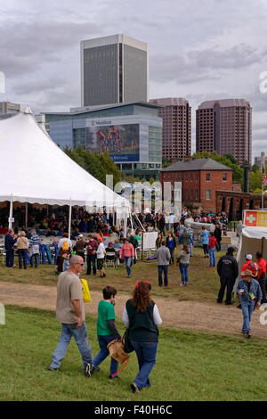 Downtown skyline seen from the Richmond Folk Festival, Richmond, VA. Stock Photo