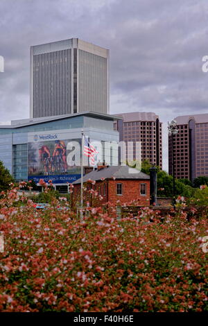 Downtown skyline seen from the Richmond Folk Festival, Richmond, VA. Stock Photo