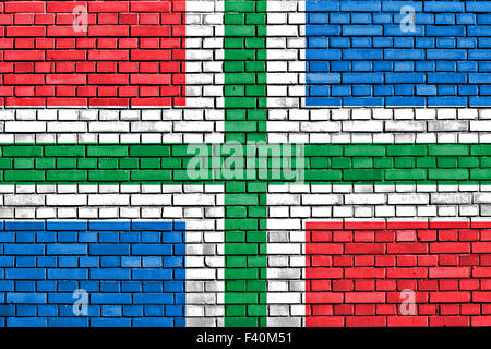 flag of Groningen painted on brick wall Stock Photo