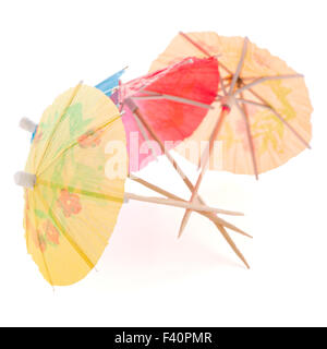 umbrellas for cocktails isolated on white background. Stock Photo