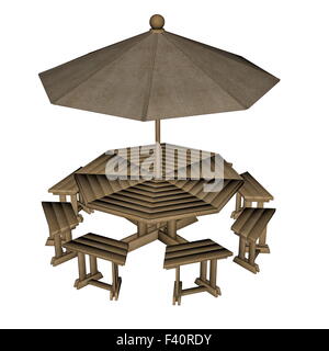 Umbrella table - 3D render Stock Photo