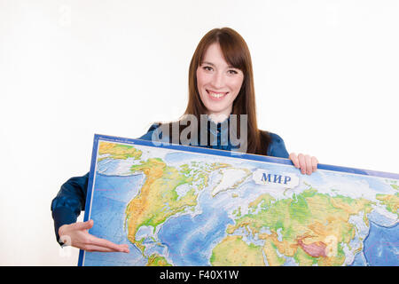 Young girl offers to travel Stock Photo