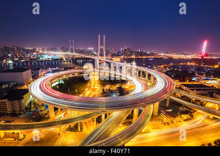 shanghai nanpu bridge at night Stock Photo