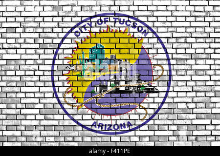 flag of Tucson painted on brick wall Stock Photo