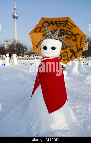 Snowman Demo 2010, Berlin, Germany Stock Photo