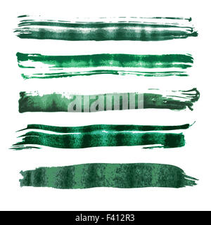 Green watercolor brush vector strokes Stock Photo