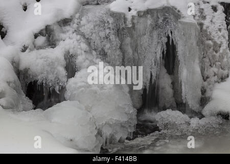 Waterfall in winter, Lower Saxony, Germany Stock Photo