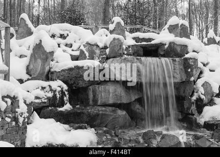 Waterfall in winter, Lower Saxony, Germany Stock Photo