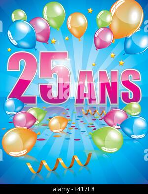 French birthday card "25 years" Stock Vector