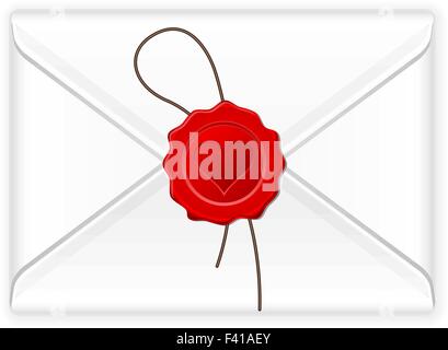 Envelope with love stamp. Vector illustration. Stock Vector