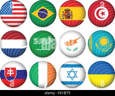 National circle icon collection set on a white background. Vector illustration. Stock Vector