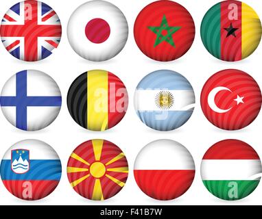 National circle icon collection set on a white background. Vector illustration. Stock Vector