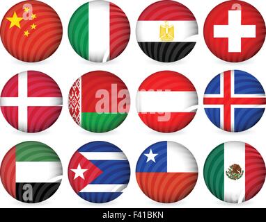 National circle icon collection set on a white background. Vector illustration. Stock Vector