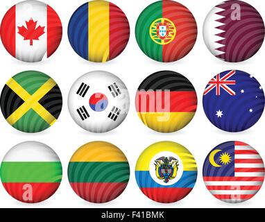 National circle icon collection set on a white background. Vector illustration. Stock Vector