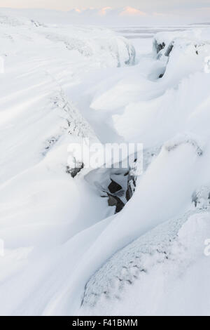 the frozen Lake Tornetraesk, Lapland, Sweden Stock Photo