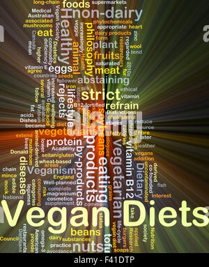 Background concept wordcloud illustration of vegan diet glowing light Stock Photo