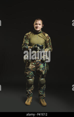 NATO soldier in full gear. Stock Photo