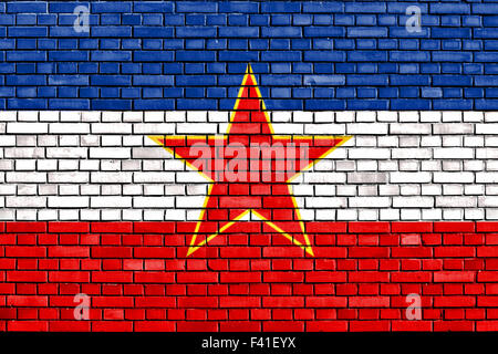 flag of yugoslavia painted on brick wall Stock Photo